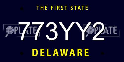 773YY2 Delaware License Plate