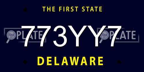 773YY7 Delaware License Plate