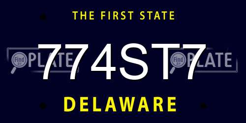 774ST7 Delaware License Plate