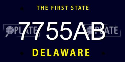 7755AB Delaware License Plate