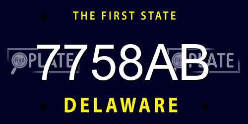 7758AB Delaware License Plate