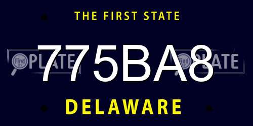 775BA8 Delaware License Plate