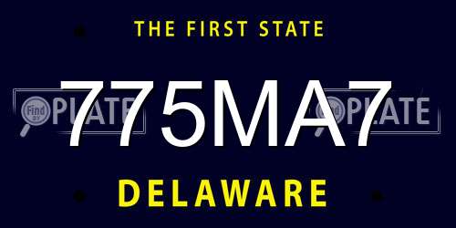 775MA7 Delaware License Plate