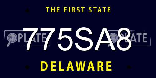 775SA8 Delaware License Plate