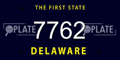 7762 Delaware License Plate