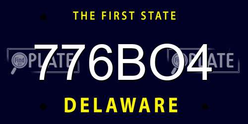 776BO4 Delaware License Plate