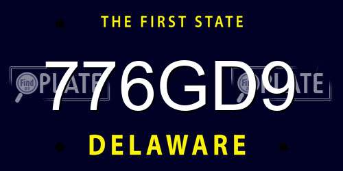 776GD9 Delaware License Plate