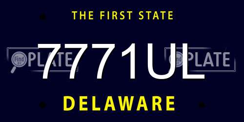 7771UL Delaware License Plate