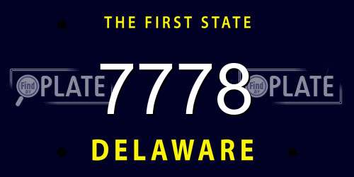 7778 Delaware License Plate