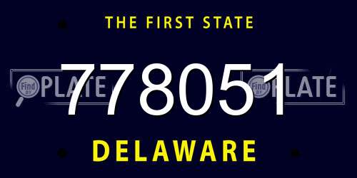778051 Delaware License Plate