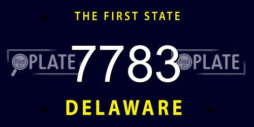 7783 Delaware License Plate