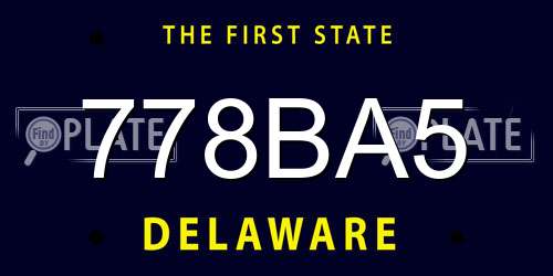 778BA5 Delaware License Plate