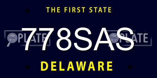 778SAS Delaware License Plate