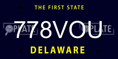 778VOU Delaware License Plate