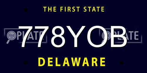 778YOB Delaware License Plate