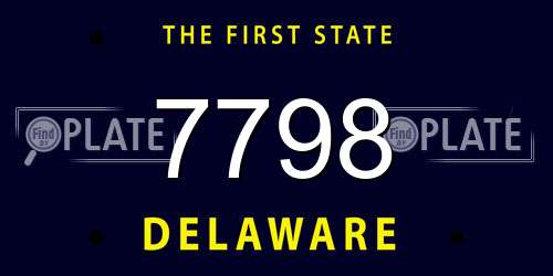 7798 Delaware License Plate