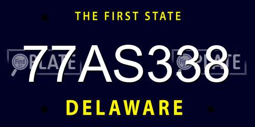 77AS338 Delaware License Plate