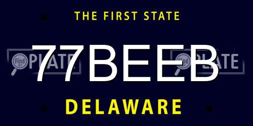 77BEEB Delaware License Plate