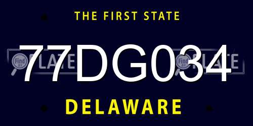 77DG034 Delaware License Plate