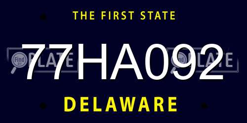 77HA092 Delaware License Plate