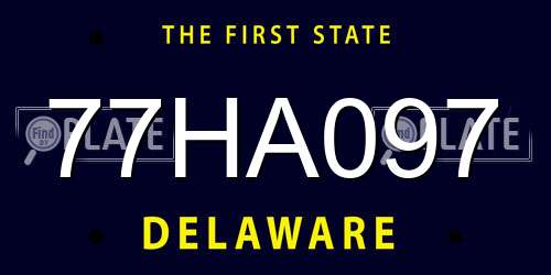 77HA097 Delaware License Plate