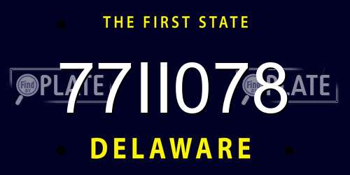 77II078 Delaware License Plate