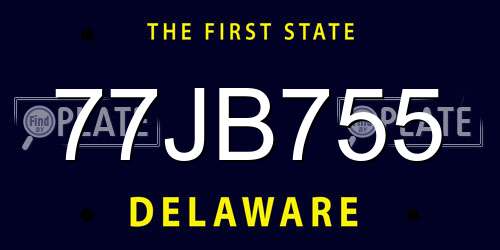 77JB755 Delaware License Plate
