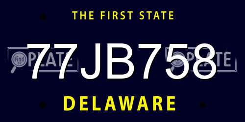 77JB758 Delaware License Plate