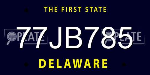 77JB785 Delaware License Plate
