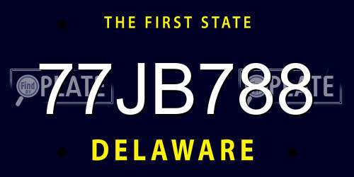 77JB788 Delaware License Plate