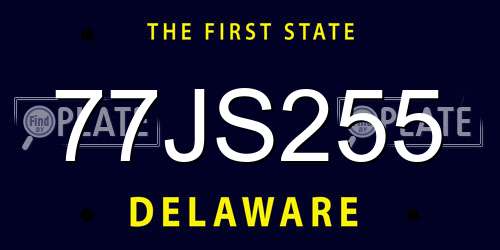77JS255 Delaware License Plate