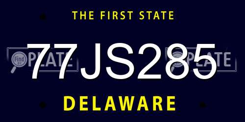 77JS285 Delaware License Plate