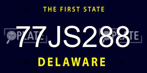 77JS288 Delaware License Plate