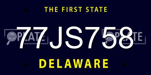 77JS758 Delaware License Plate