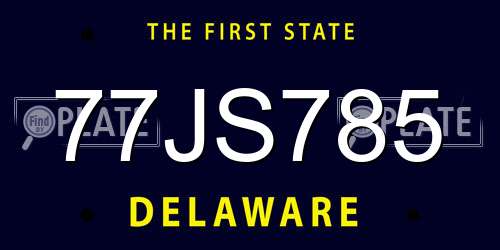 77JS785 Delaware License Plate