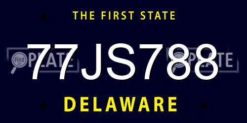 77JS788 Delaware License Plate