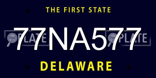 77NA577 Delaware License Plate