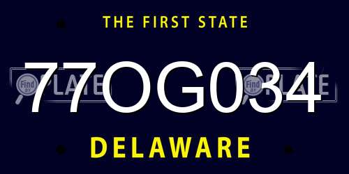 77OG034 Delaware License Plate