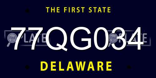 77QG034 Delaware License Plate