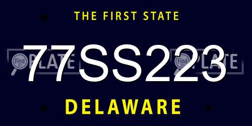 77SS223 Delaware License Plate
