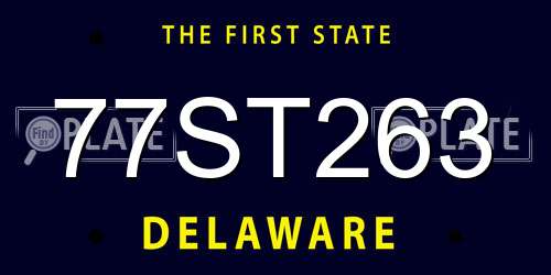 77ST263 Delaware License Plate