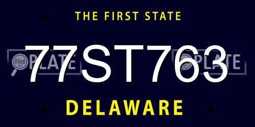 77ST763 Delaware License Plate