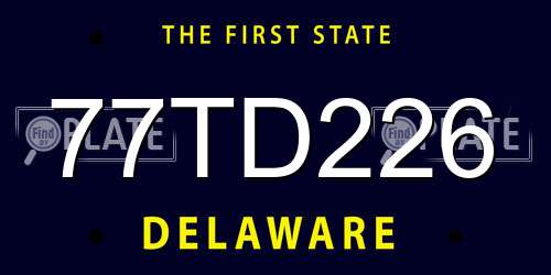 77TD226 Delaware License Plate