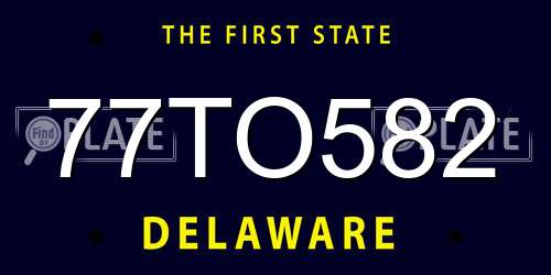 77TO582 Delaware License Plate