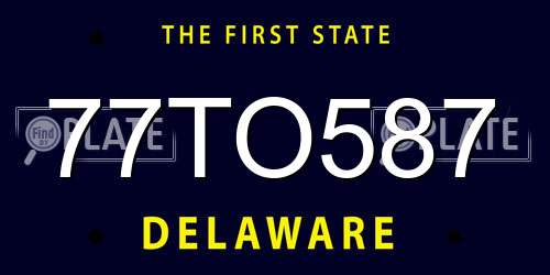 77TO587 Delaware License Plate