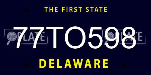 77TO598 Delaware License Plate