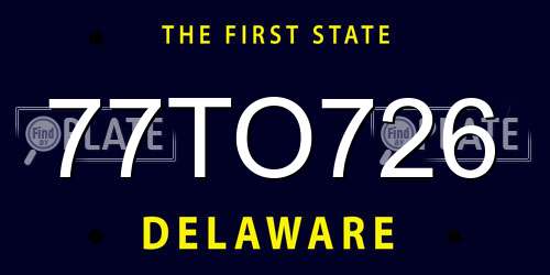 77TO726 Delaware License Plate
