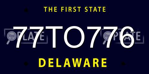 77TO776 Delaware License Plate