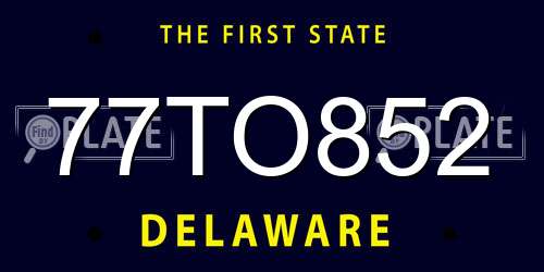 77TO852 Delaware License Plate