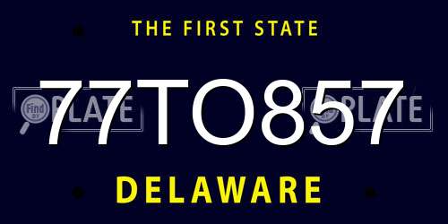 77TO857 Delaware License Plate